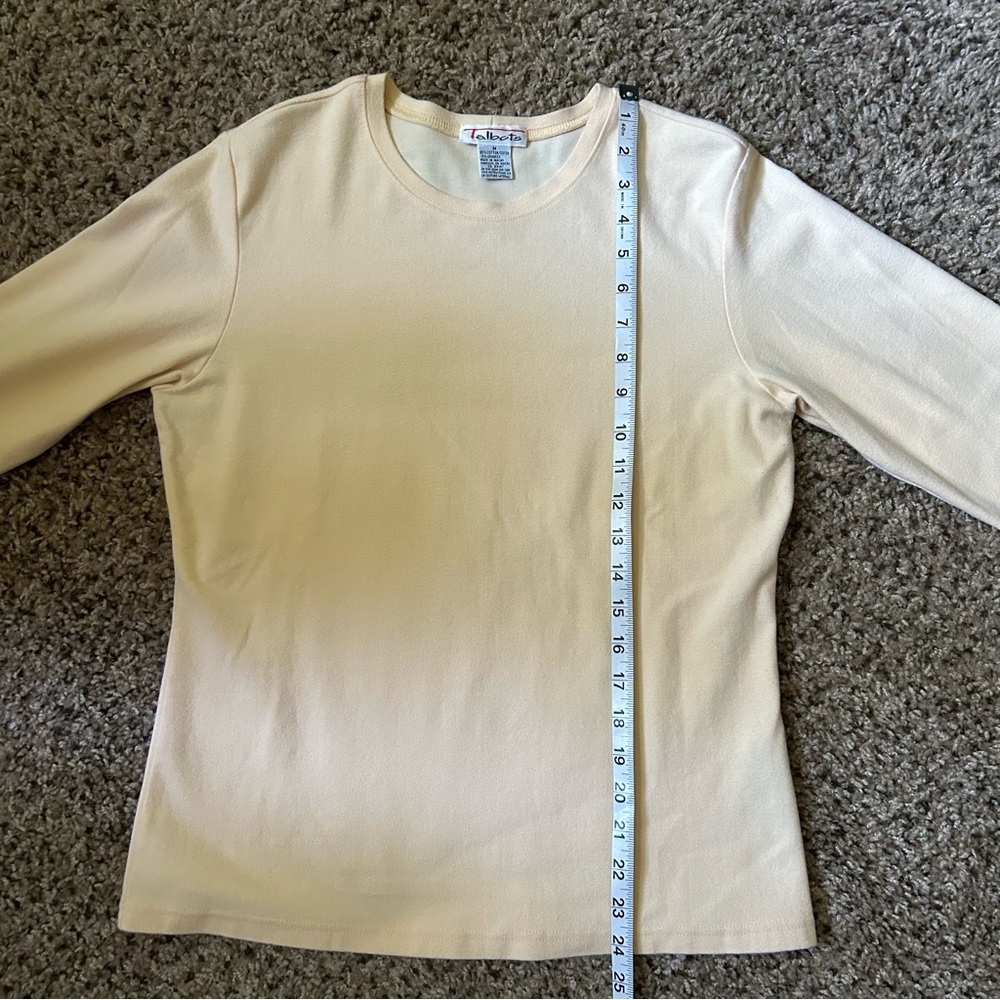 Talbots | Vintage Pale Yellow Basic Long-Sleeve C… - image 7